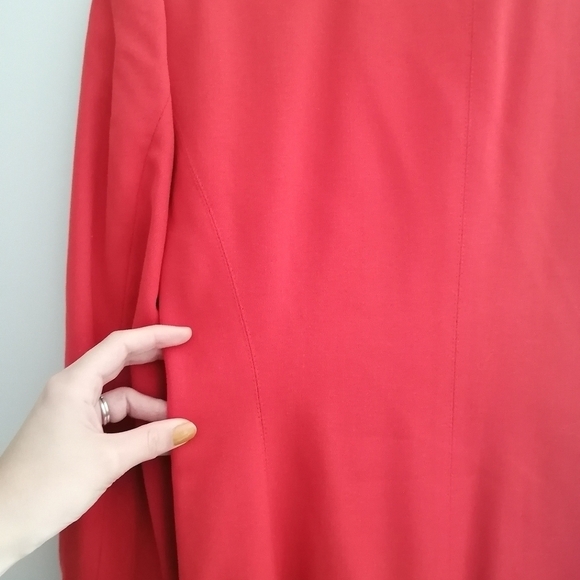 Vintage Escada '80s Margaretha Ley Wool Longline Single Breasted Red Blazer 34 4 - Picture 9 of 17